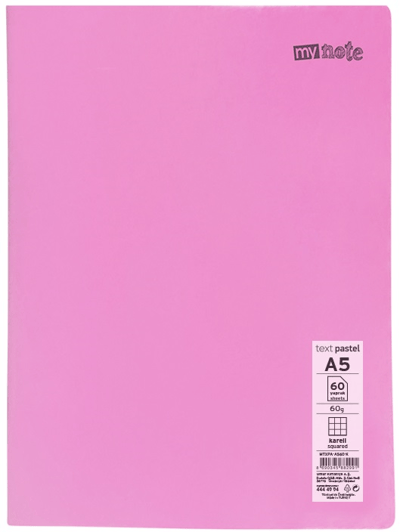 MYNOTE DEFTER TEXT PASTEL PP KAPAK DİKİŞLİ A5 60 YP KARELİ MTXPA-A560-K