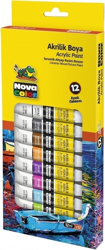 NOVA COLOR AKRİLİK BOYA 12 ML TÜP 12 Lİ NC-2004