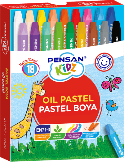 PENSAN KİDZ PASTEL BOYA 98061 KARTON KUTU 18 RENK