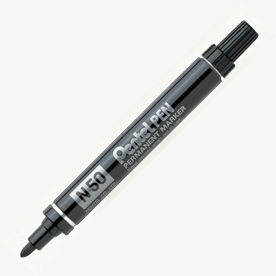 PENTEL PERMANENT MARKÖR N50 YUVARLAK UÇ METAL GÖVDE SİYAH Y N50-A