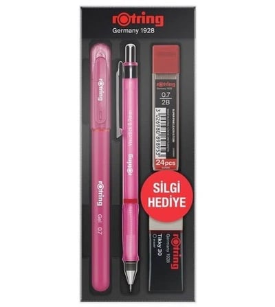 Rotring Versatil Kalem Visuclick + Jel 0.7 Okul Seti Pembe