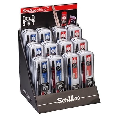 Scrıkss Offıce Versatil Kalem Okul Seti Graph-X + Silgi + Min Bls. 24 Lü Stand