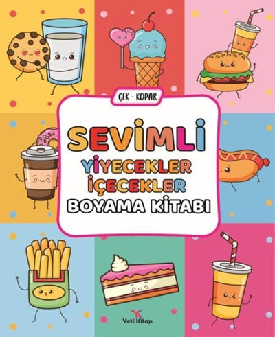 Sevimli Yiyecekler İçecekler Boyama Kitabı