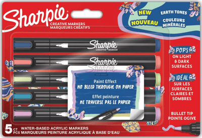 SHARPIE AKRİLİK MARKÖR YUVARLAK UÇ DOĞA TONLARI 5Lİ 2213380
