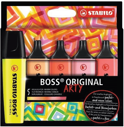 STABILO FOSFORLU KALEM BOSS ORIGINAL SET  5 Lİ SICAK RENKLER 70/5-02-1-20