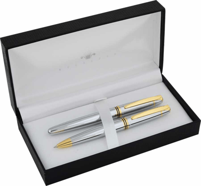 STEELPEN DOLMA KALEM+TÜKENMEZ KALEM SET PLANET SERİSİ GOLD KROM 0028