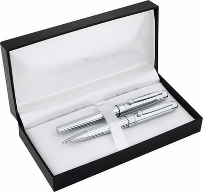 STEELPEN DOLMA KALEM+TÜKENMEZ KALEM SET URANUS SERİSİ PARLAK KROM 783