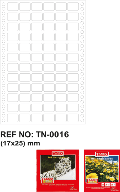 TANEX BİLGİSAYAR ETİKETİ TW-0016 17 X 25 MM 6 LI