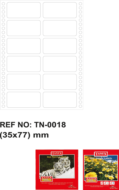 TANEX BİLGİSAYAR ETİKETİ TW-0018 35 X 77 MM 2 Lİ