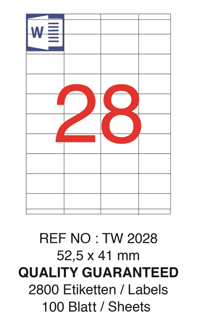 TANEX LASER ETİKET TW-2028 52.5 X 41 MM 100 LÜ