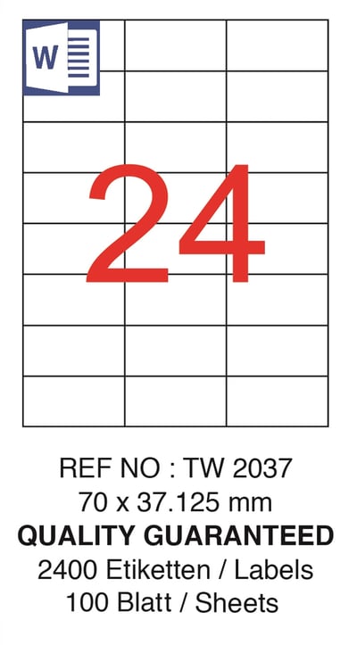 TANEX LASER ETİKET TW-2037 70 X 37.125 MM ( 24 ) 100 LÜ