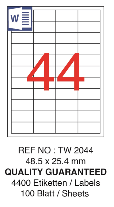TANEX LASER ETİKET TW-2044 48.5 X 25.4 MM ( 44 ) 100 LÜ