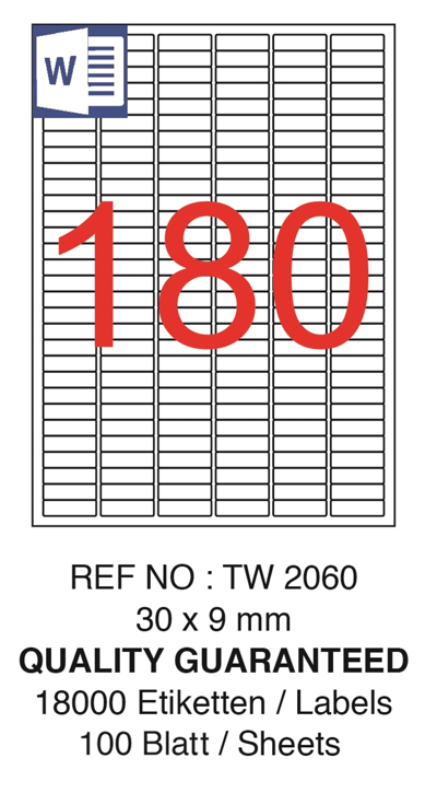 TANEX LASER ETİKET TW-2060 30 X 9 MM ( 180 ) 100 LÜ