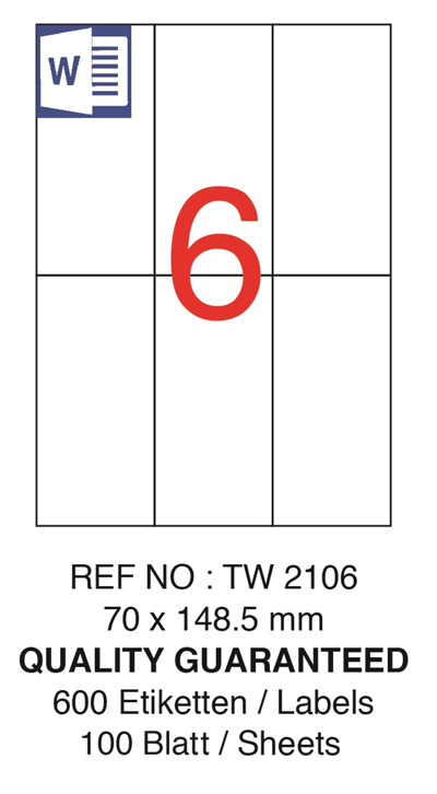 TANEX LASER ETİKET TW-2106 70 X 148.5 100 LÜ