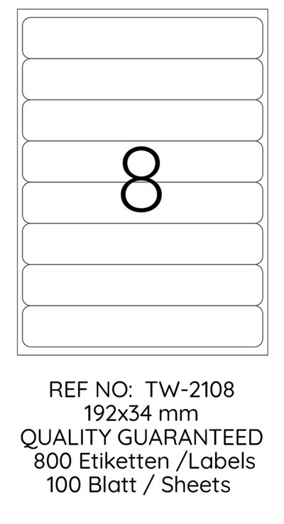 TANEX LASER ETİKET TW-2108 192 X 34 MM 100 LÜ