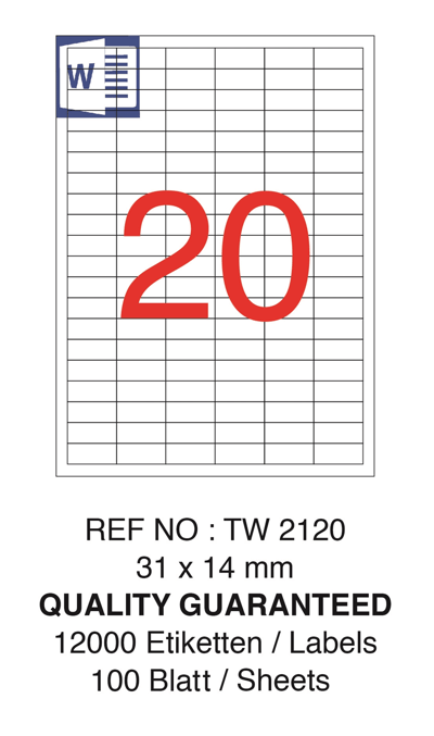TANEX LASER ETİKET TW-2120 31 X 14 MM 100 LÜ