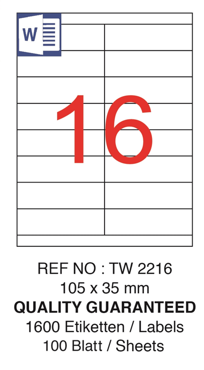 TANEX LASER ETİKET TW-2216 105 X 35 MM ( 16 ) 100 LÜ
