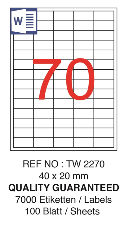 TANEX LASER ETİKET TW-2270 40 X 20 MM ( 70 ) 100 LÜ
