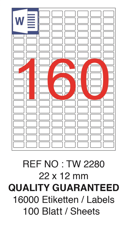 TANEX LASER ETİKET TW-2280 22 X 12 MM ( 160 ) 100 LÜ