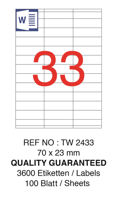 TANEX LASER ETİKET TW-2433 70 X 23 MM 100 LÜ