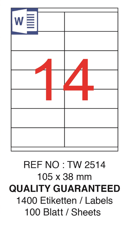 TANEX LASER ETİKET TW-2514 105 X 38 MM ( 14 ) 100 LÜ