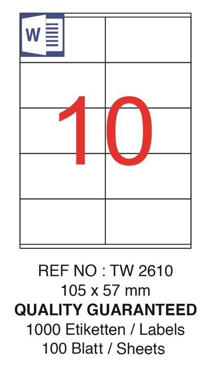 TANEX LASER ETİKET TW-2610 105 X 57 MM ( 10 ) 100 LÜ