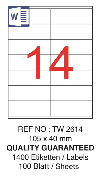 TANEX LASER ETİKET TW-2614 105 X 40 MM ( 14 ) 100 LÜ