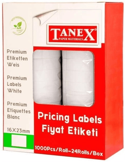 TANEX MOTEX ETİKET 16X23 ÇİZGİSİZ BEYAZ 1000 Lİ