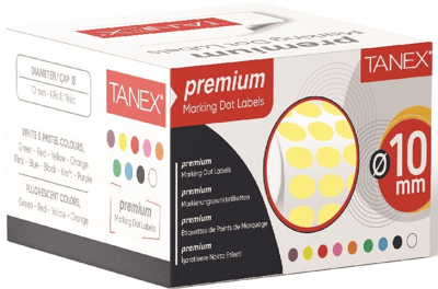 TANEX NOKTA ETİKETİ 10 MM 5000 Lİ SARI TEKLİ KUTU
