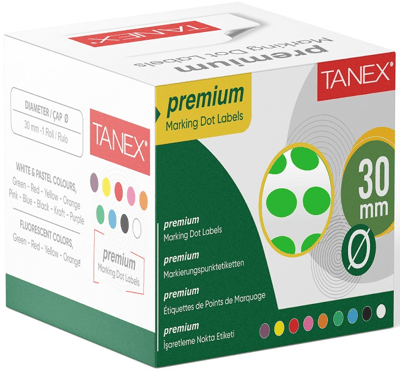 TANEX NOKTA ETİKETİ 30 MM 2000 Lİ YEŞİL TEKLİ KUTU