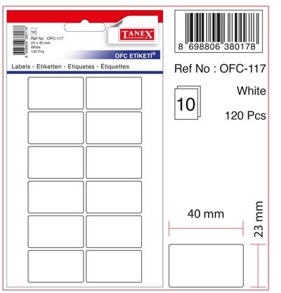 TANEX OFİS ETİKETİ OFC-117 BEYAZ