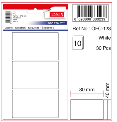 TANEX OFİS ETİKETİ OFC-123 BEYAZ