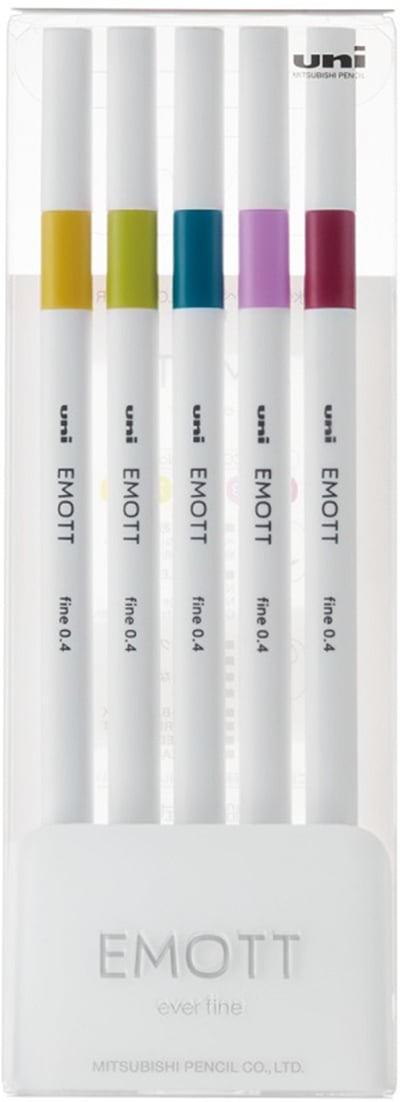 UNİ FINELINER KALEM EMOTT SET PEM-SY/5C.08 0.4 RETRO RENKLER 5 Lİ