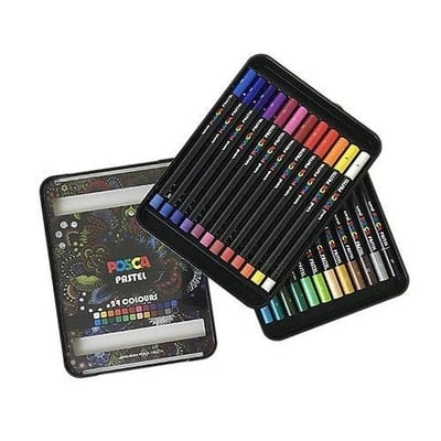 Uni Pastel Boya Posca 24 Lü Kalem Kutu Set Kpa-100/24C