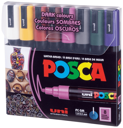 UNİ POSTER MARKÖRÜ POSCA SET PC-5M/8C DC 1.8-2.5 KOYU RENK 8 Lİ