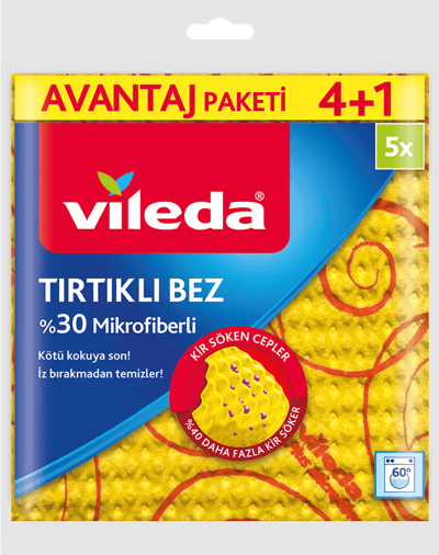 VİLEDA BEZ SARI TEMİZLİK BEZİ EKO 4+1 (%30 MİKROFİBERLİ) 166991