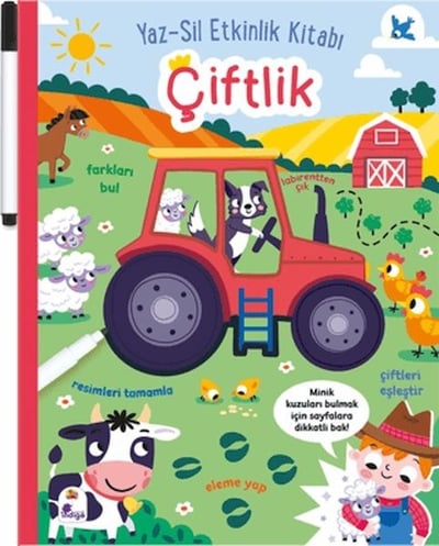 Yaz-Sil Etkinlik Kitabı - Çiftlik (Kalemli)