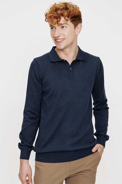 Basic Dinamik Fit Rahat Kesim Polo Yaka Triko Kazak