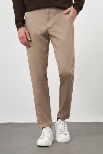 Morven Erkek AÇIK KAHVE Pamuk Yan Cep Slim Fit Chino Pantolon