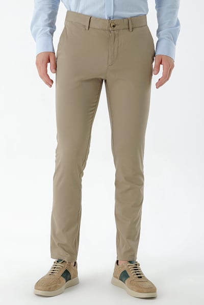 Morven Erkek AÇIK KAHVE Piefti Pamuk Yan Cep Slim Fit Chino Pantolon