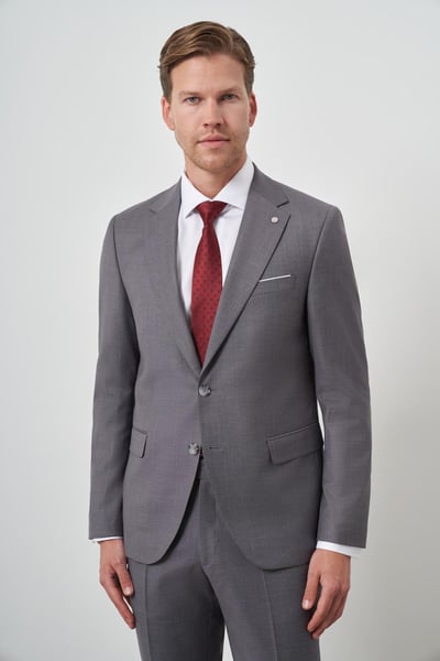 Morven Erkek Gri Poliviskon Slim Fit Mono Yaka Takım Elbise