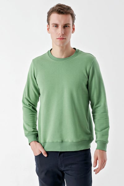 Morven Erkek Haki Basic Bisiklet Yaka Sweat-Shirt