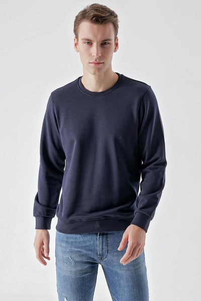 Morven Erkek Lacivert Basic Bisiklet Yaka Sweat-Shirt