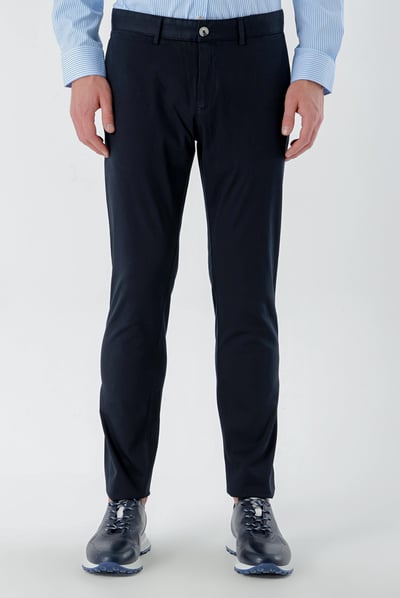 Morven Erkek Lacivert Piefti Pamuk Yan Cep Slim Fit Chino Pantolon