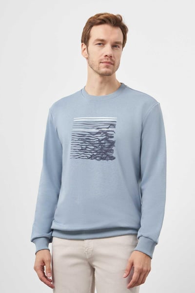 Morven Erkek Mavi Trend Bisiklet Yaka Sweat-Shirt