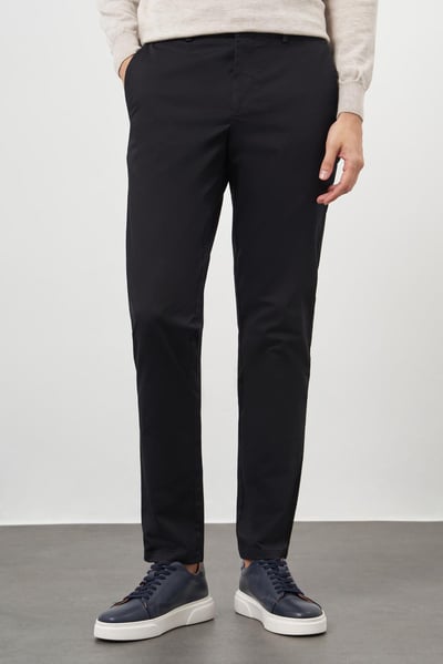 Morven Erkek Siyah Pamuk Yan Cep Slim Fit Chino Pantolon