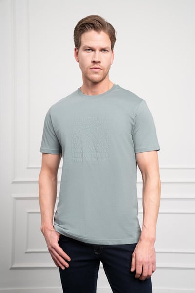 Morven Erkek Su Yeşili Trend Dinamik Fit Bisiklet Yaka T-Shirt