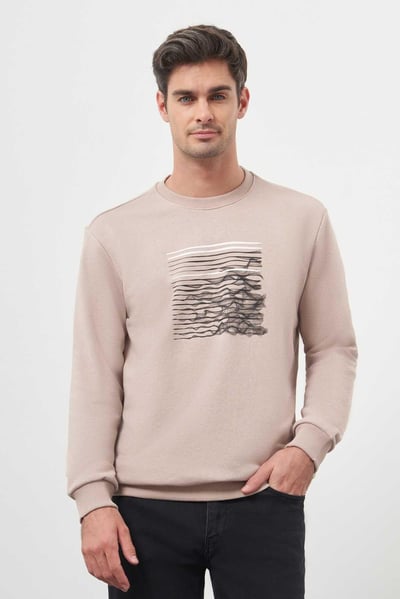 Morven Erkek Taş Trend Bisiklet Yaka Sweat-Shirt