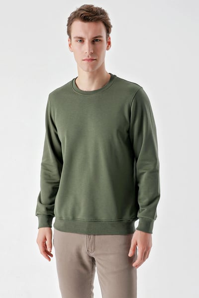 Morven Erkek Yeşil Basic Bisiklet Yaka Sweat-Shirt