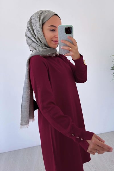 A Form Işıltılı Merserize Tunik - Bordo